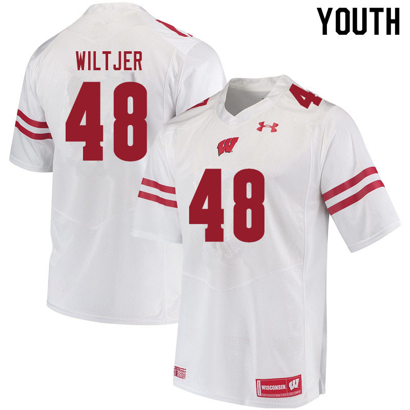 Wisconsin Badgers Youth #48 Travis Wiltjer NCAA Under Armour Authentic White College Stitched Football Jersey ZI40Q73KE